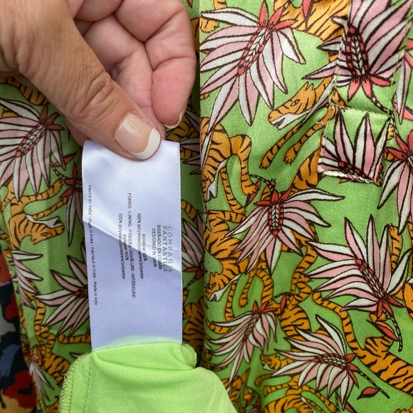 NWT-Size L-Compania Fantastica Green Palm Leaf Style of the Tiger Shirt Dress - Picture 8 of 13